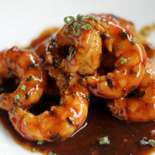 Gambas con salsa de ostras